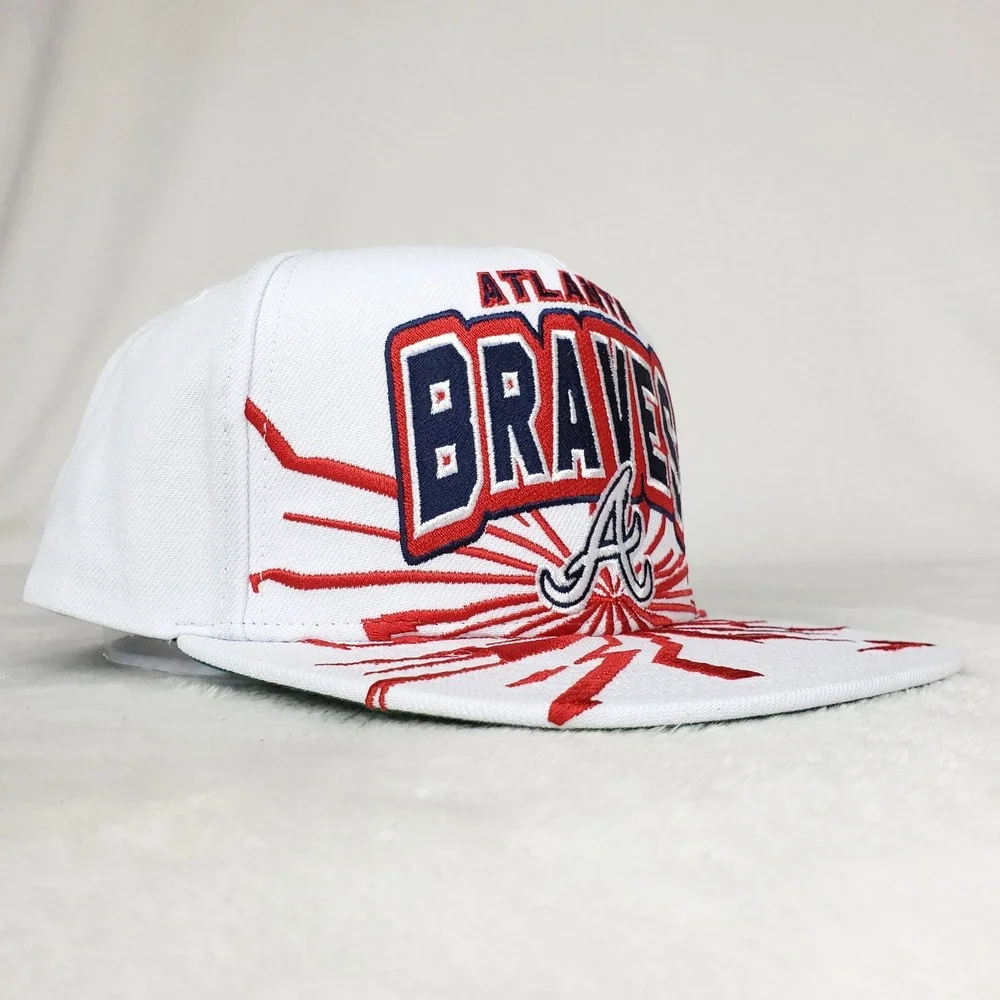 Atlanta Braves Mitchell & Ness‎ MLB Snapback Hat Cap Earthquake Art White NWT